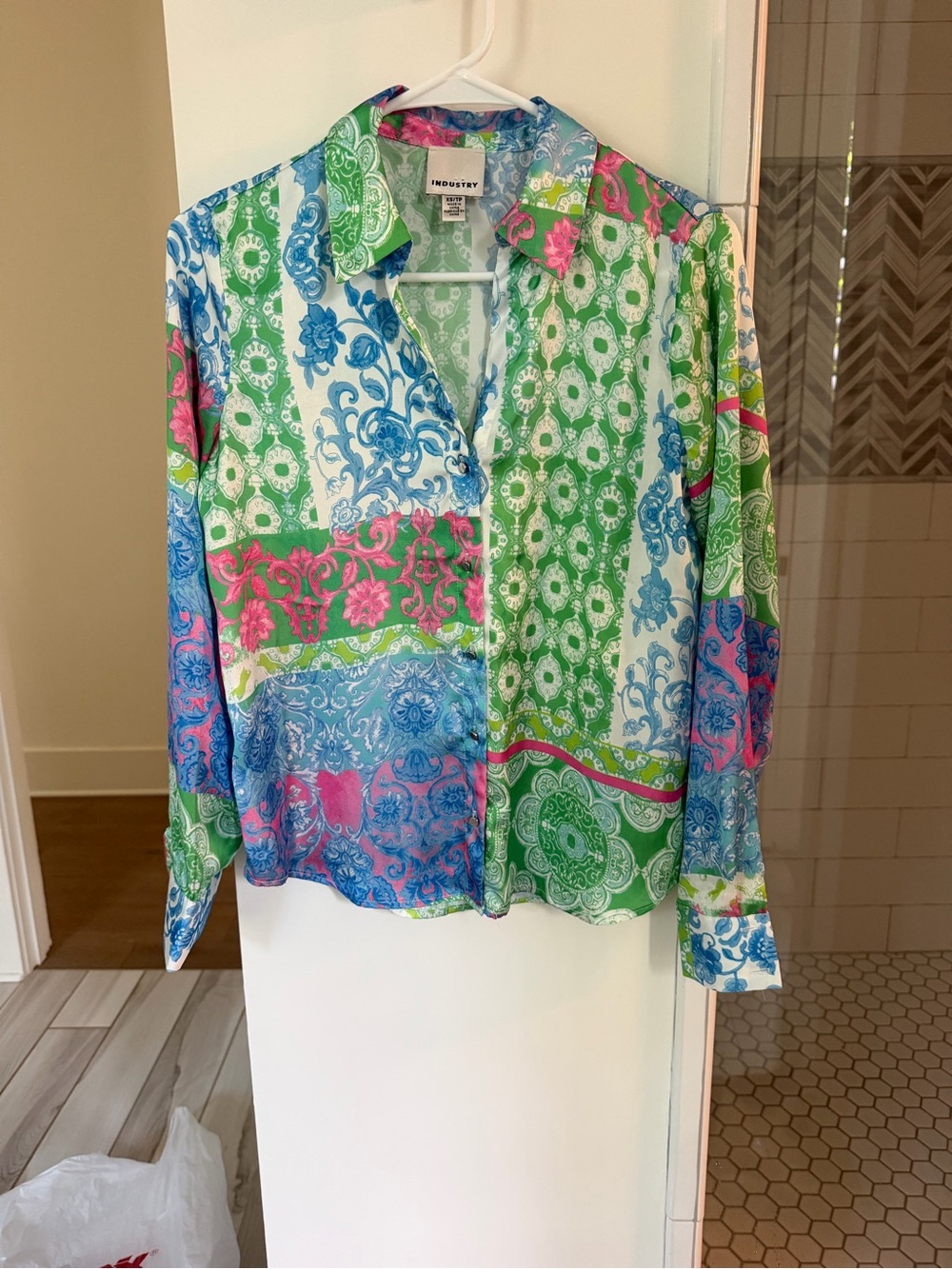 Multicolor Paisley Button-Up Shirt - Green/Blue/Pink